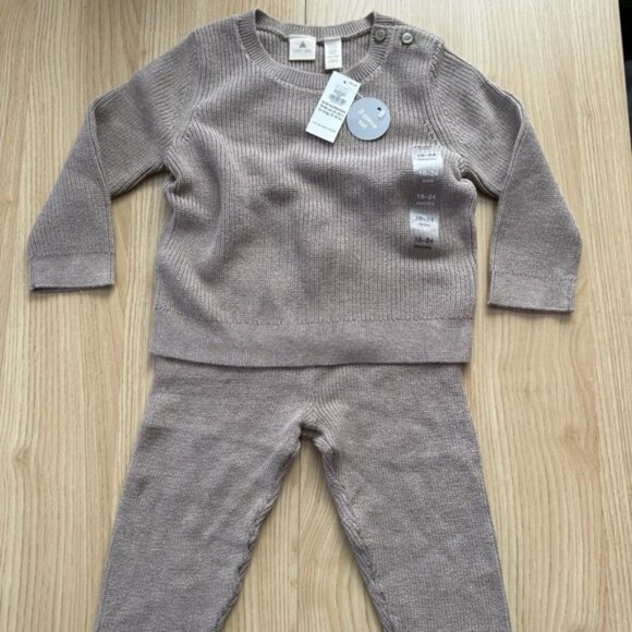 Baby Gap Unisex 18-24 Month Oatmeal Heather Sweater 2 Piece Set Pants Neutral - Picture 2 of 7